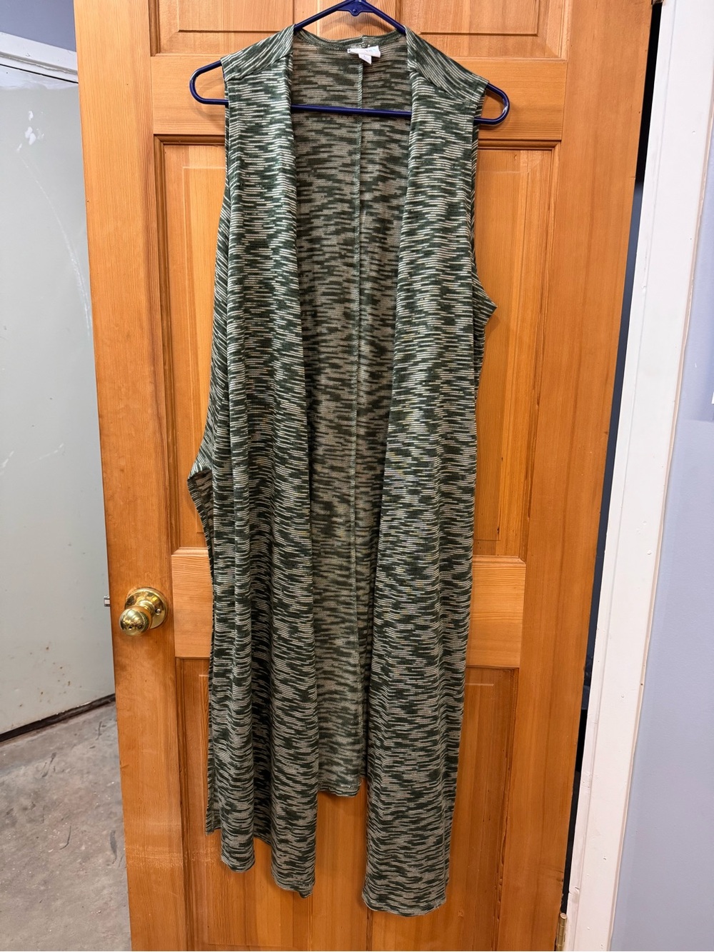 LuLaRoe Olive Green Striped Knit Duster Vest